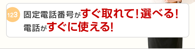 固定電話番号がすぐ取れて！選べる！電話がすぐに使える！