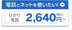 電話とネットを使いたい！ひかり電話 2,640円（税込）