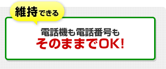 維持できる！電話機も電話番号もそのままでOK！