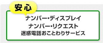 安心！ナンバー・ディスプレイ、ナンバー・リクエスト、迷惑電話おことわりサービス