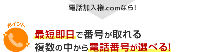 最短即日で電話が取れる。複数の中から電話番号が選べる