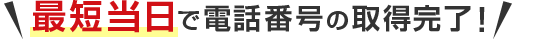 最短当日で電話番号の取得完了！