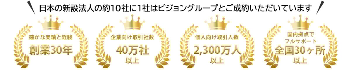 日本の新設法人の約10社に1社はビジョングループと成約