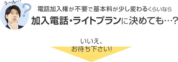 加入電話・ライトプランに決めても？いいえ、お待ちください