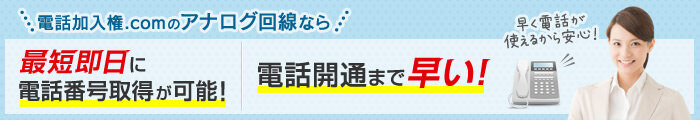 電話加入権comのアナログ回線なら、最短即日に電話番号取得