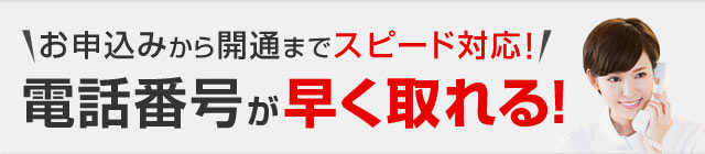 ＼お申込みから開通までスピード対応！／電話番号が早く取れる！